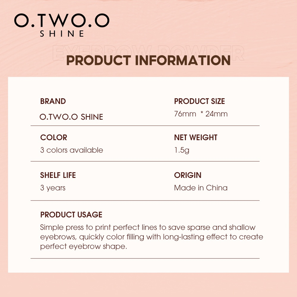 O.TWO.O Eyebrow Cushion Stamp Waterproof 1-Step Brow Stamp Long Lasting Eyes Makeup With Spoolie Brush 10 Reusable Beginner