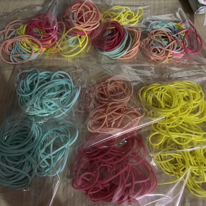 Kuncir Rambut Premium Karet Gelang 12gr Bahan Elastis Warna Pastel Pink Hijau Tosca Kuning Merah Muda Soft Blue Rubber Stretch Kualitas Bagus Colorful Lentur Karet Serbaguna Elastik Ruber Ikat Rambut Accesories Fashion Grosir Prakarya Malang