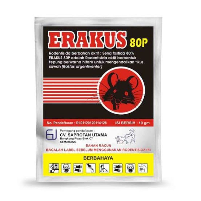 Erakus 80P 10gram - Racun Umpan Tikus Bubuk Ampuh TERMURAH