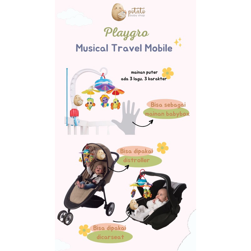 Playgro - Musical Travel Mobile / Mainan babybox Car Seat stroller