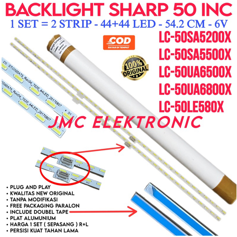 BACKLIGHT TV LED SHARP 50 INCH LC50SA5200X LC50SA5500X LC50UA6500X LC50UA6800X LC50LE580X LC-50SA5200X LC-50SA5500X LC-50UA6500X LC-50UA6800X LC-50LE580X 50SA5200X 50SA5500X 50UA6500X 50UA6800X 50LE580X