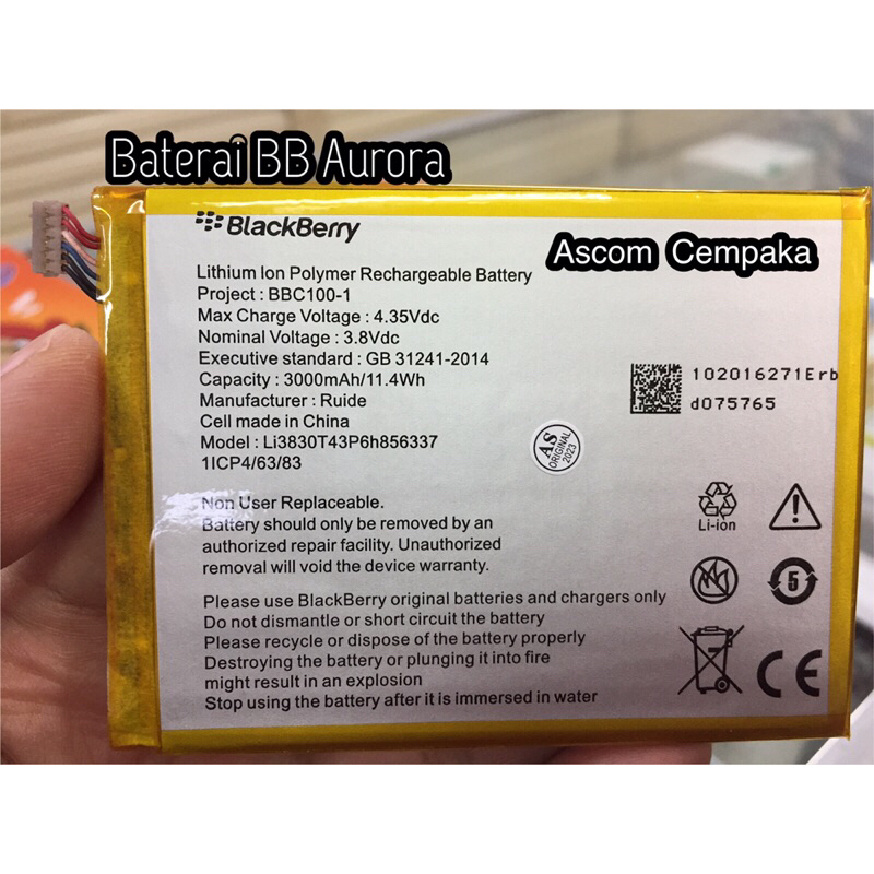 Baterai BlackBerry Aurora Baterai BBC100-1 Originl