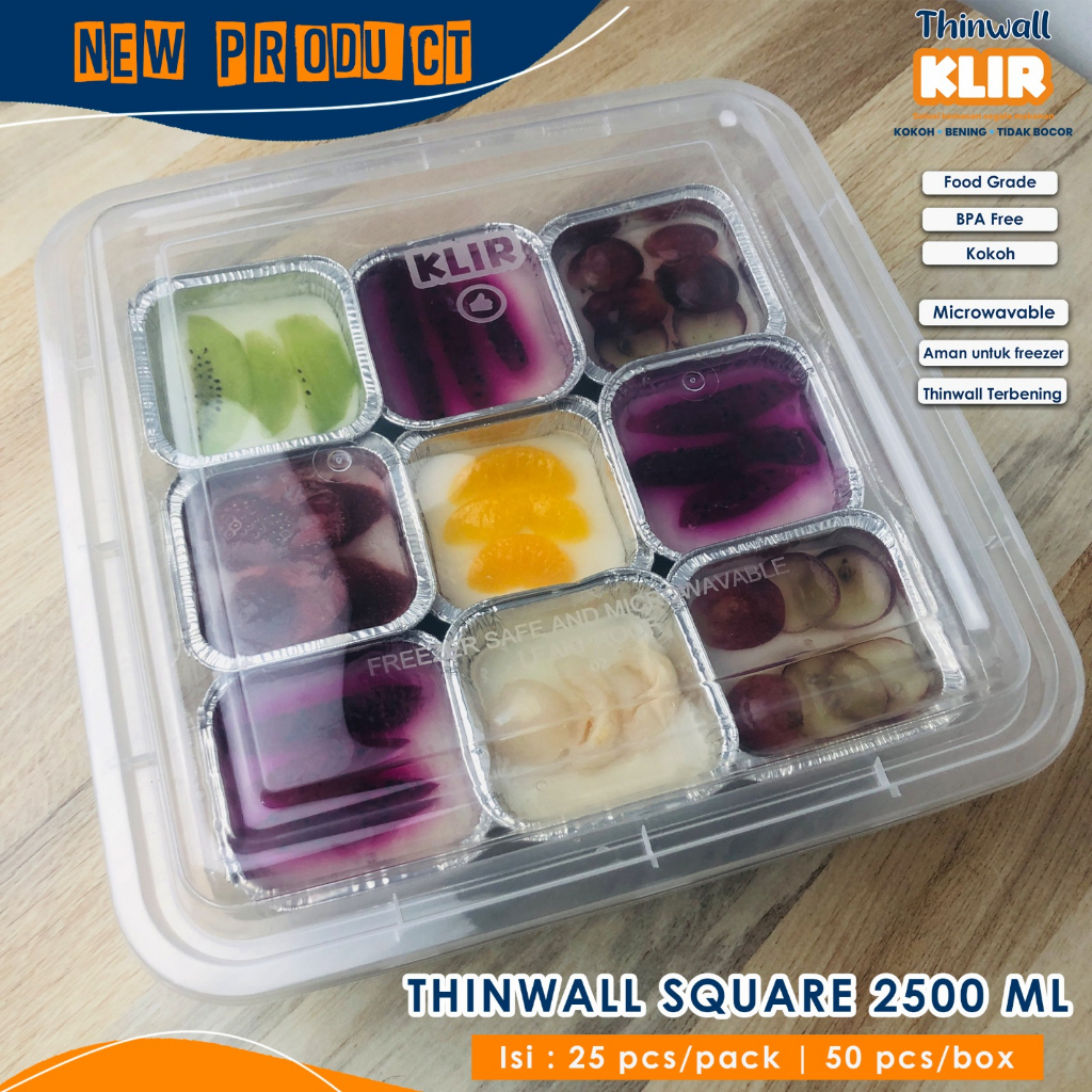 Thinwall 2500 ml Square / Kotak Makan Plastik 2500 ml Persegi / Food Container 2500 ml Square