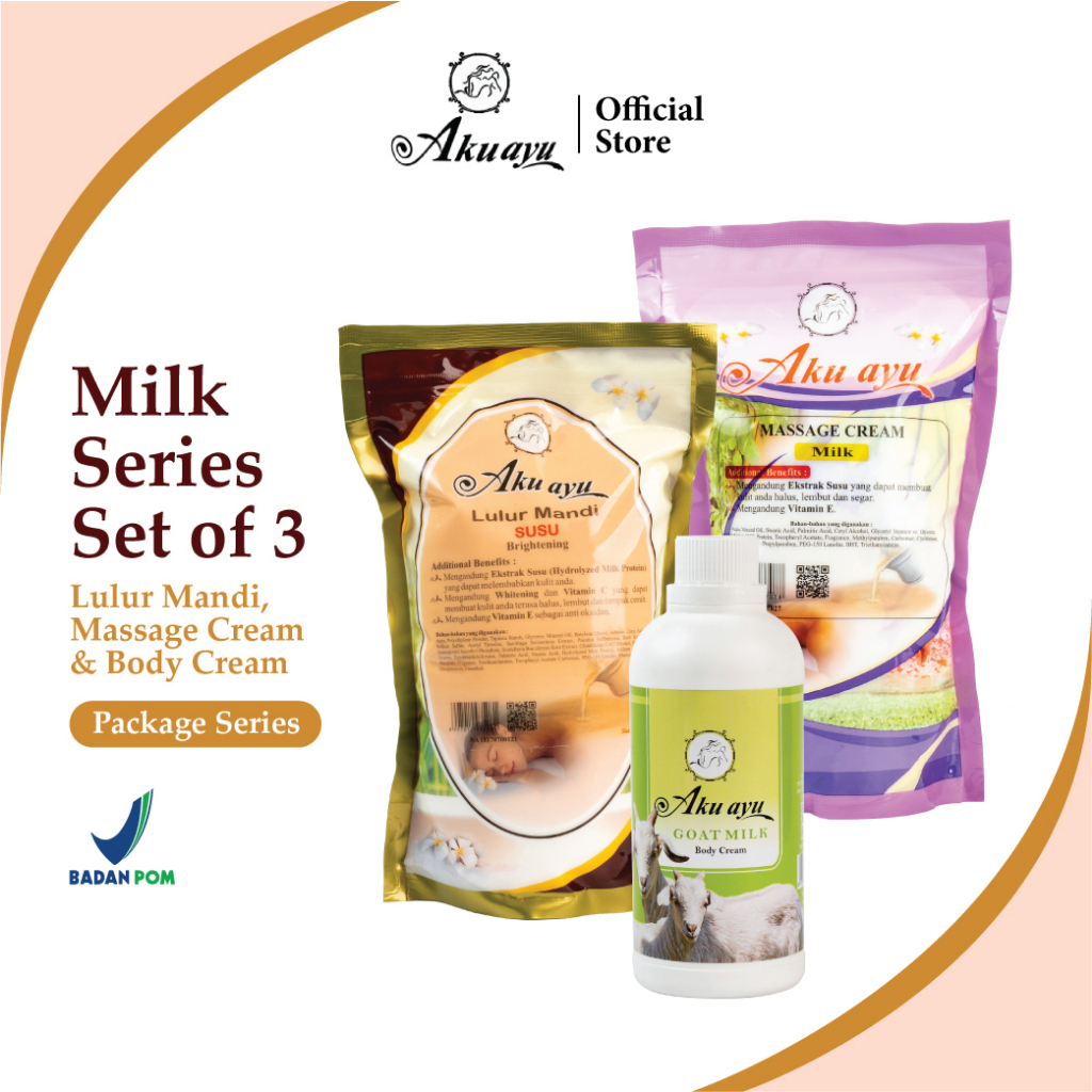 Aku Ayu Package Milk Series set of 3 (Lulur, Massage & Body Cream)