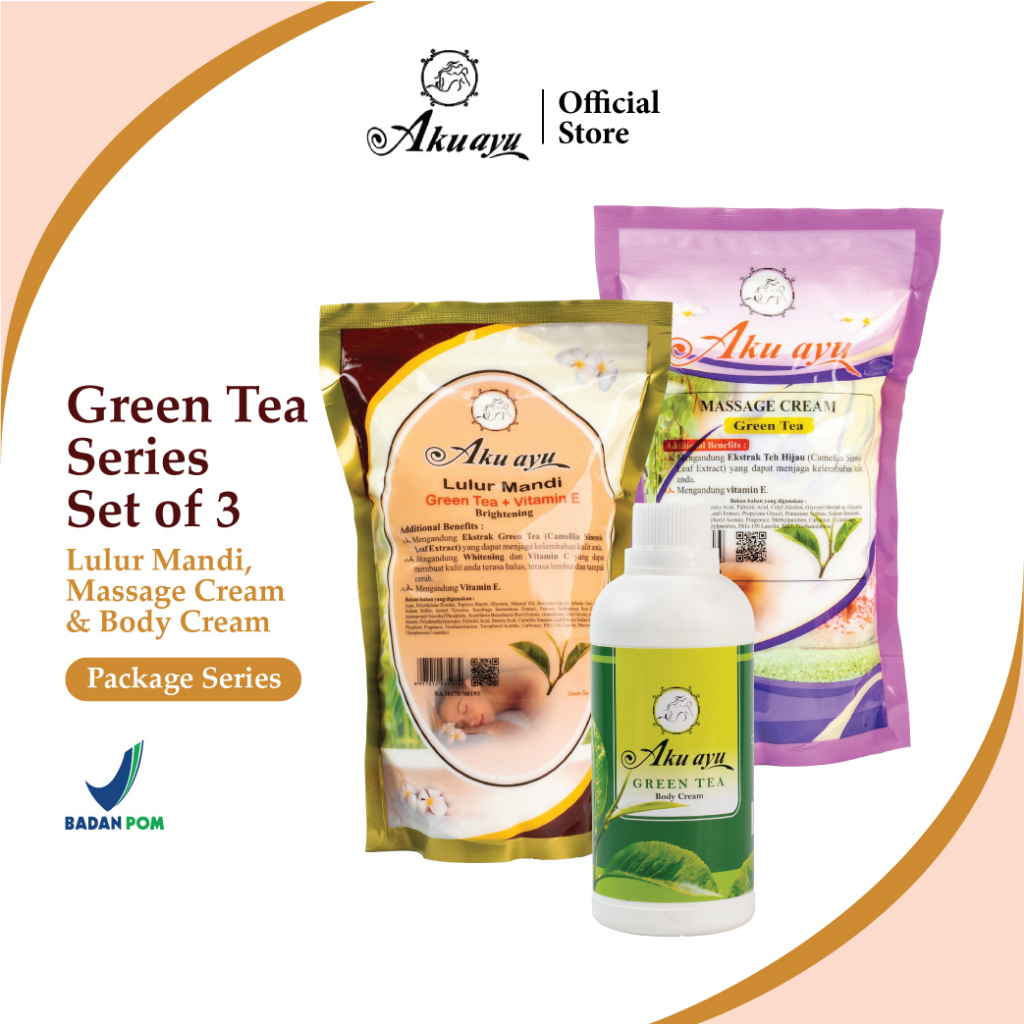 Aku Ayu Package Green Tea Series set of 3 (Lulur, Massage & Body Cream)