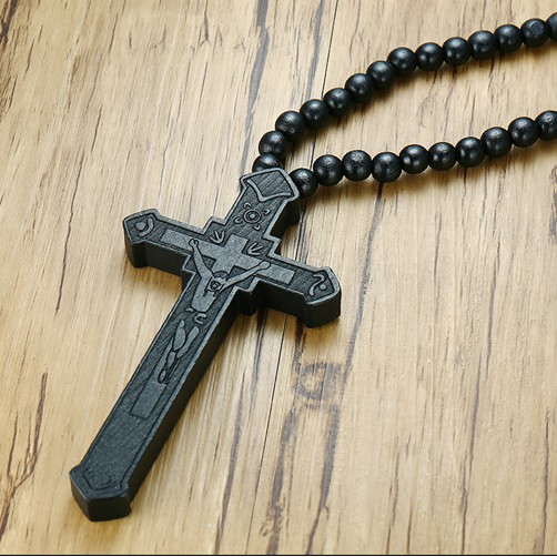 Kalung Salib Pria Rosario Besar Panjang / Kalung Rosario Salib Jesus High Quality PREMIUM - Men Cros