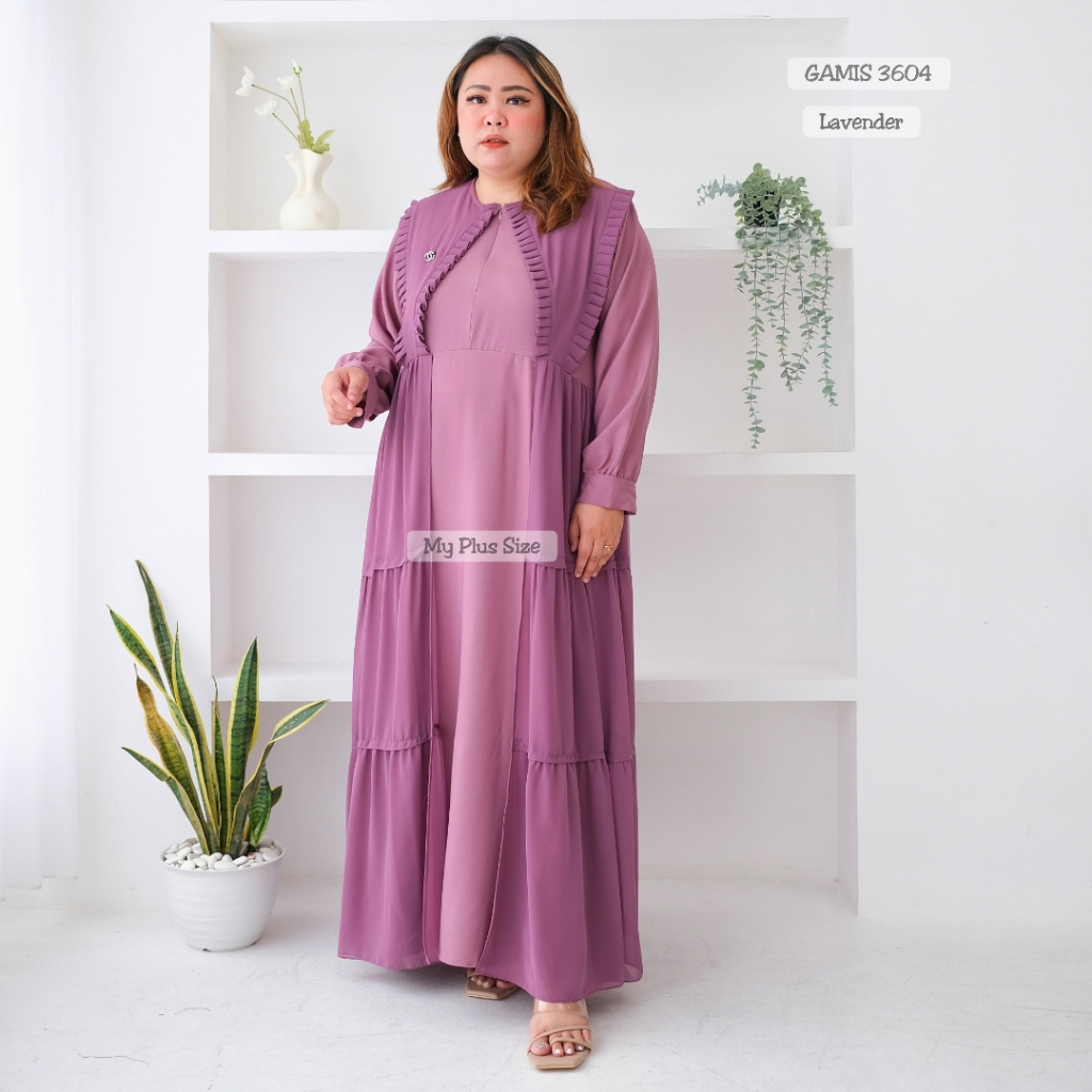 Gamis Ruffle Bros Wanita Jumbo 3604, Ld 130 &amp; 144 cm