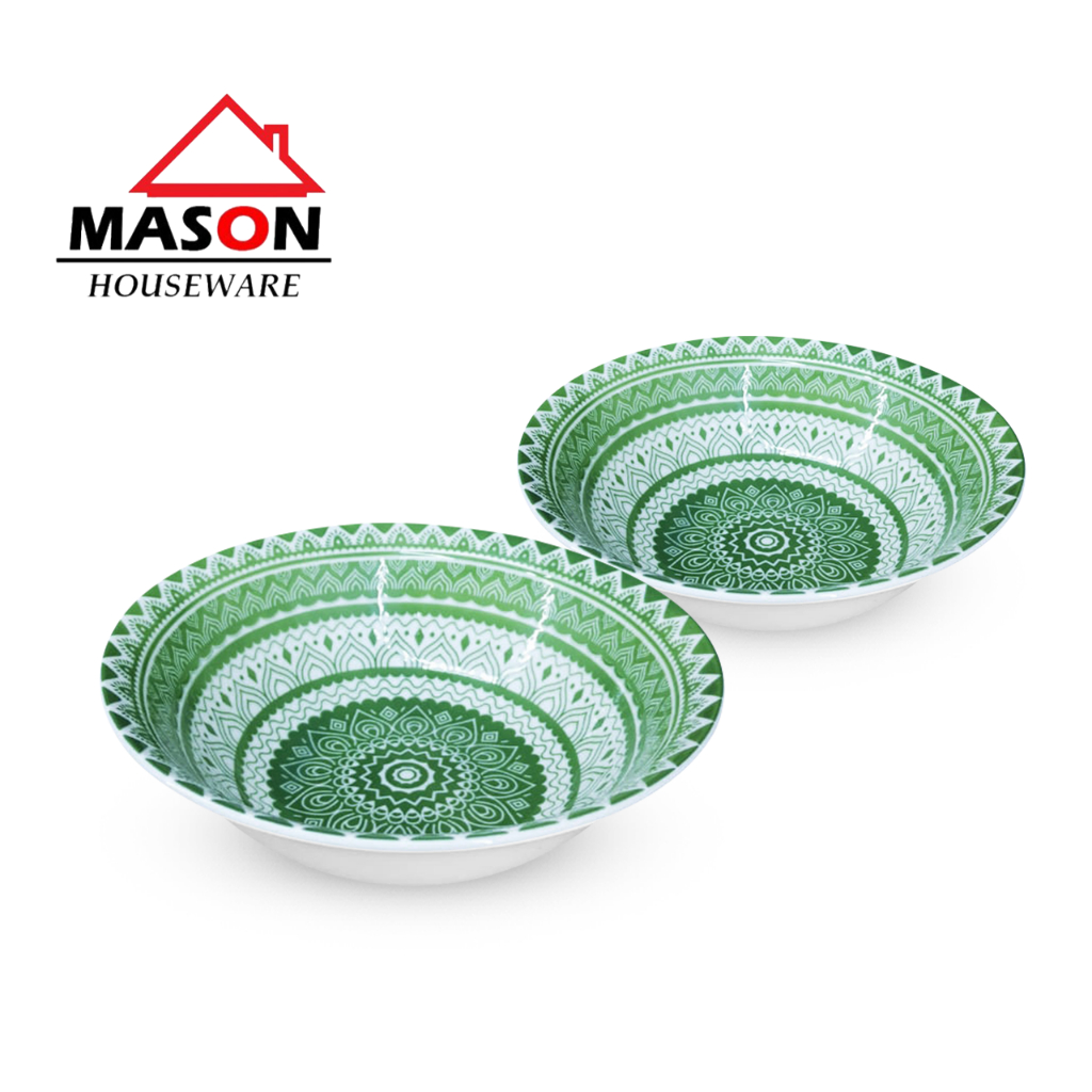 MANGKOK KERAMIK / MANGKOK SUP SERBAGUNA MOTIF HIJAU BATIK 7" 9"
