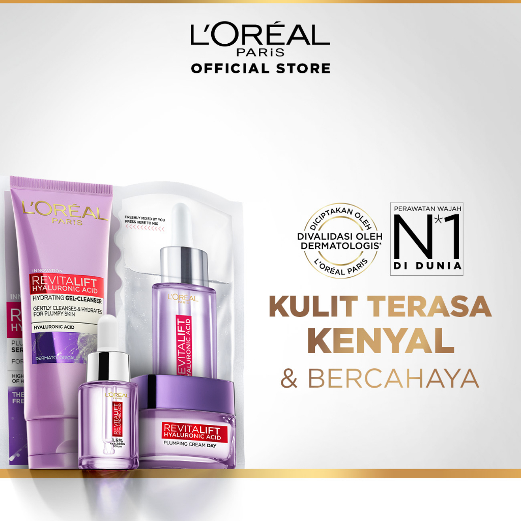 L'Oreal Paris Revitalift Full Hyaluronic Acid Set(Serum, Day Cream,Cleanser&Masker) -Skincare Loreal