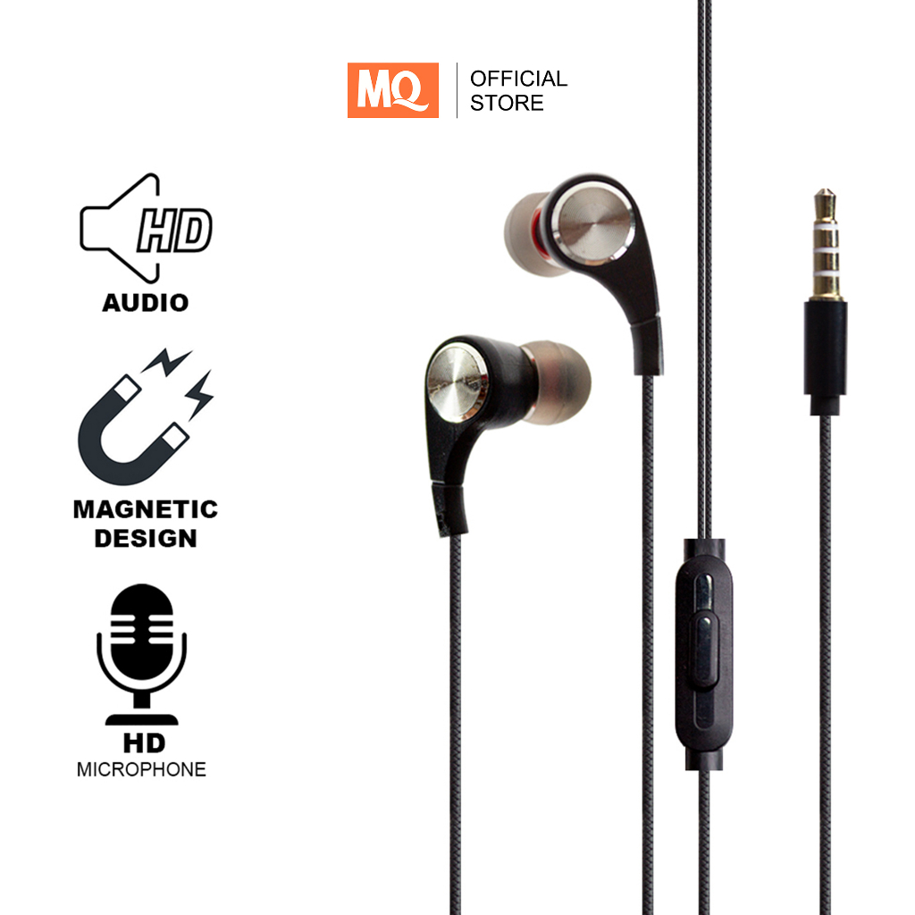 MQ Super Bass Headset Bass Stereo Earphone Wired Headphone With Mic Hedset Gaming Universal Phone Maghnetic Super Big Bass MQ123