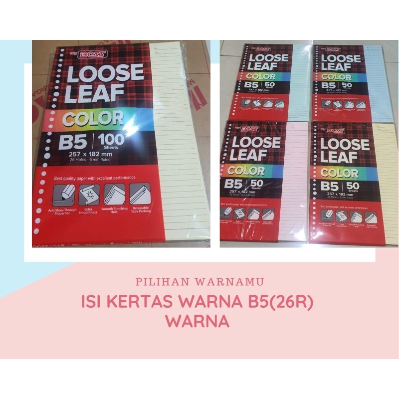 

Big Boss Loose Leaf Isi Kertas Binder A5(20r) Dan B5(26r) Warna