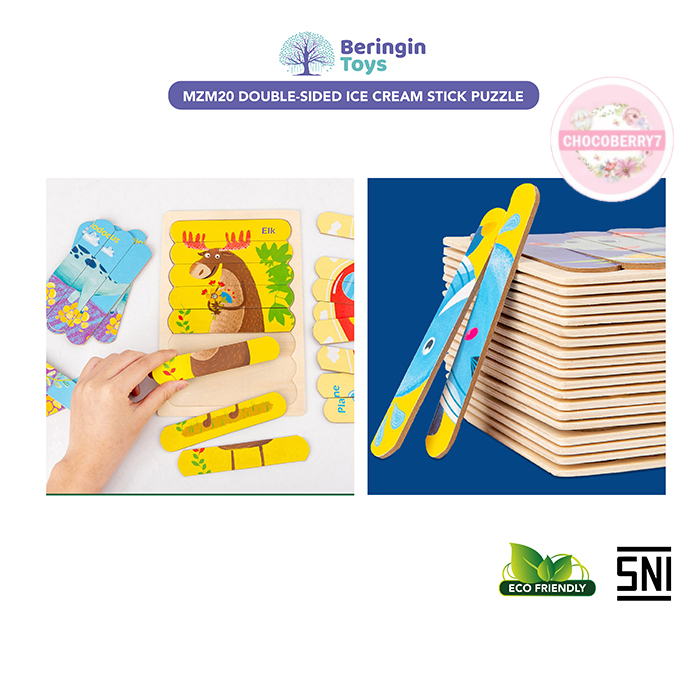 Beringin Toys Mainan Edukasi MZM20- Pattern Blocks / Jigsaw / Mainan Anak / Puzzle Kayu / Belajar Mengenal Bentuk Stick Ice Cream