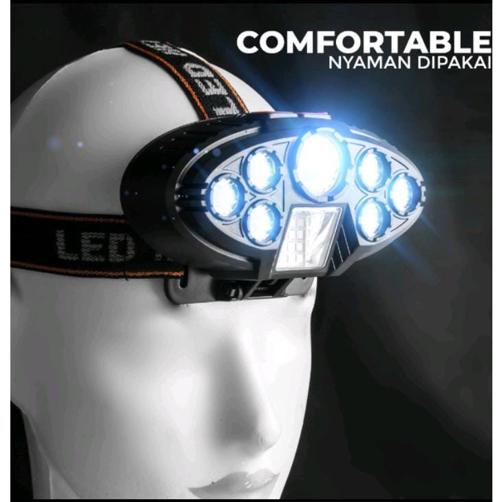 *COD* Headlamp Senter Kepala 7 Led + 8 COB - Senter Kepala jarak Jauh 4 Mode Super Terang CL-T23