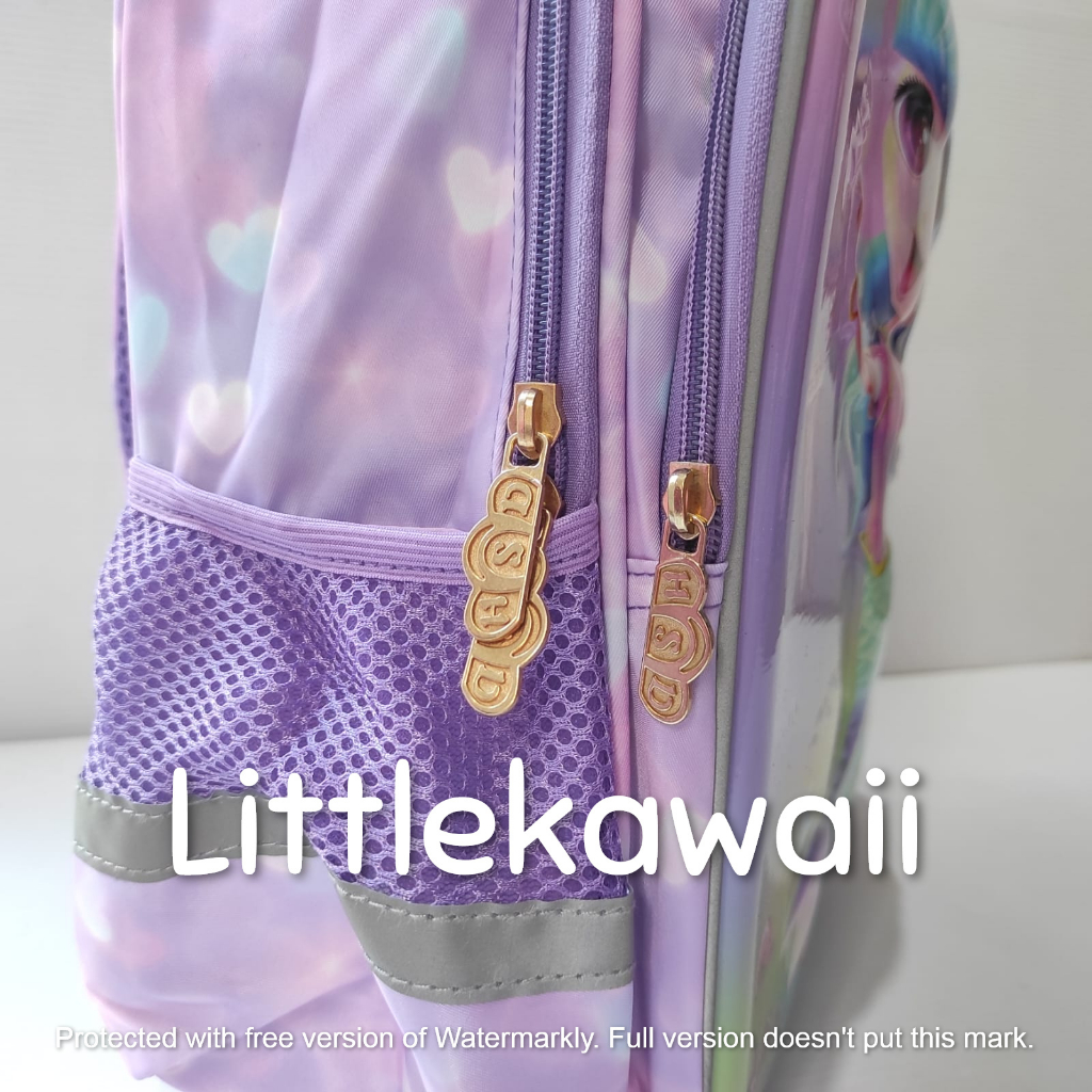 LK/Tas Ransel Sekolah Anak Perempuan Laki Laki Emboss Hardcase Mermaid Cute Dog Shine Bright Shoes M PAUD TK SD Import