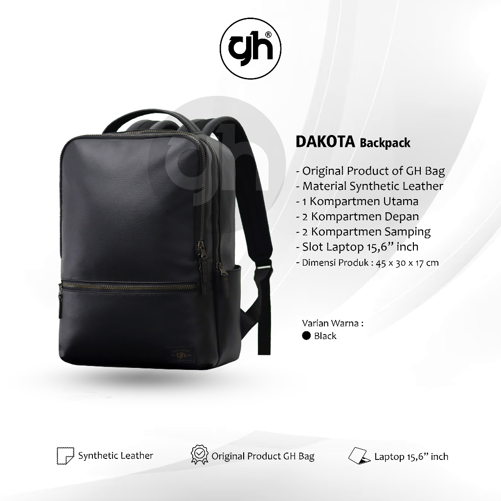 Gh-Bag Klub New Arrival - Tas Ransel Laptop IAC Backpack Up to 15 inch - Dakota BackpackTas Pria Tas Wanita Daypack Dakota Backpack