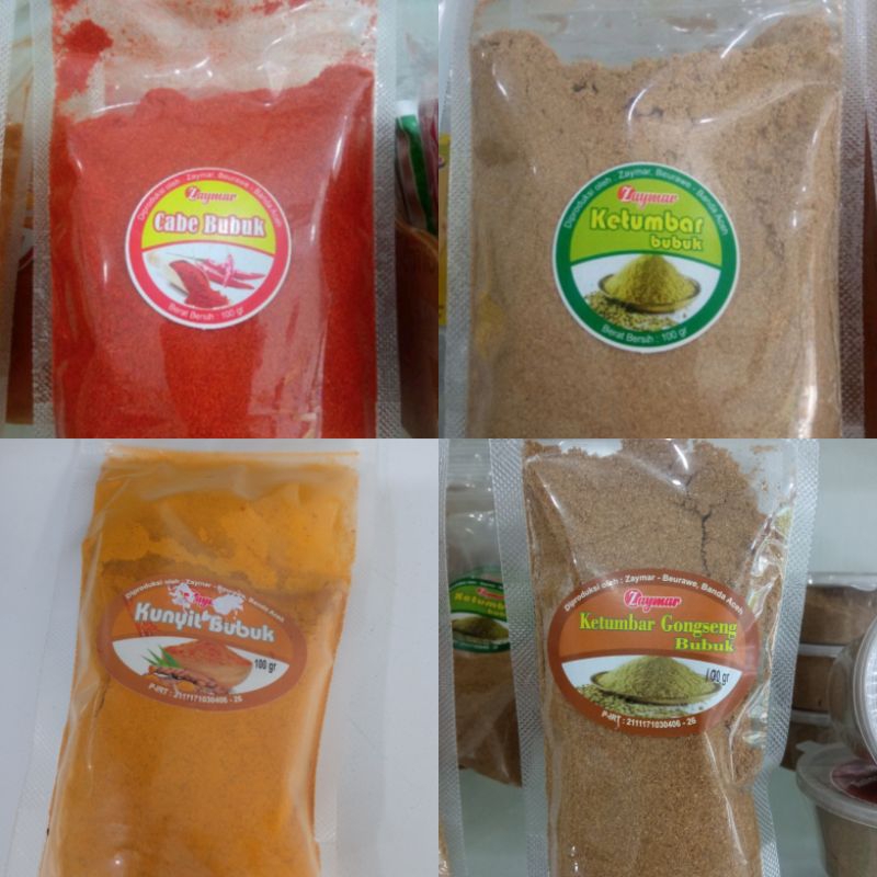 

ZAYMAR Bumbu Dapur | Cabe Bubuk, Kunyit Bubuk, Ketumbar Bubuk, Ketumbar Gongseng Kemasan Refill 100 g