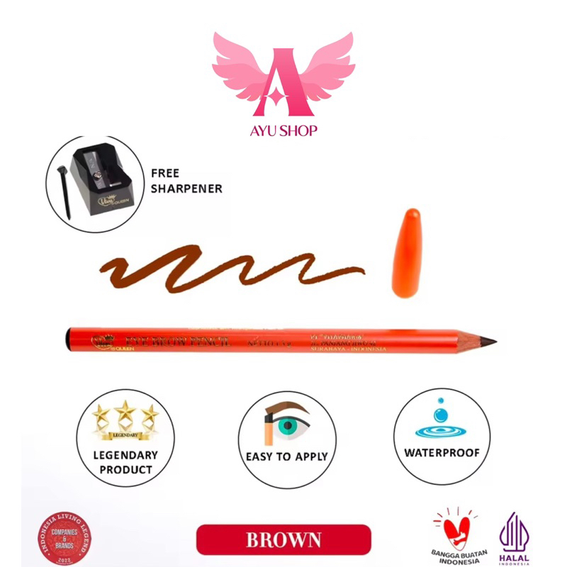 Viva Original Pensil Alis Viva Eye Brow Pencil Brown Black Hitam Coklat