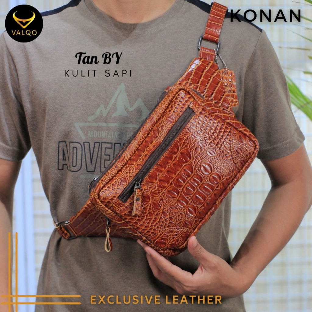 [VALQO] KONAN BY Tas kulit sapi Waist Bag Tas Sling bag Kulit Pria Cowok Cewek Wanita