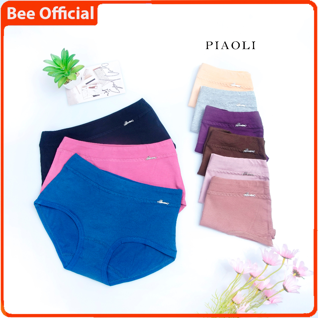 BEE - CD Wanita PIAOLI / Celana Dalam Polos Bahan Katun Mid Waist High Quality Piaoli 6087