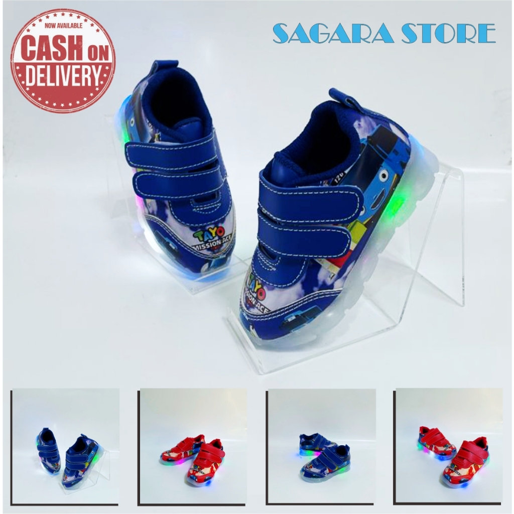 setyawanbros-Sepatu Sneakers Anak Perempuan/lakilaki  LED Motif Printing car  / Sneakers Anak MENYALA Model Best Seller