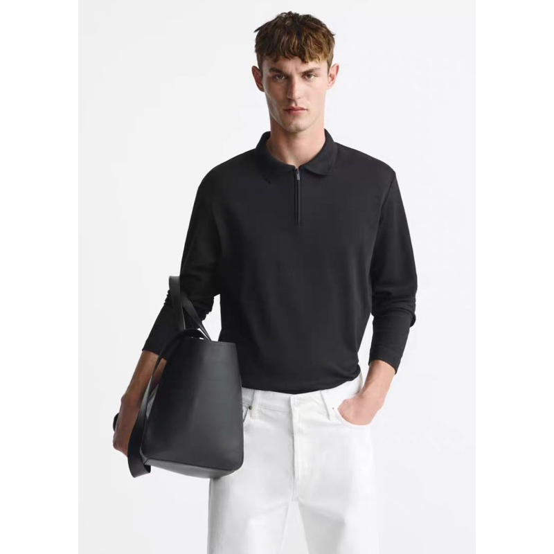 Long Sleeve Polo Shirt Half Zipper / Atasan Zipper