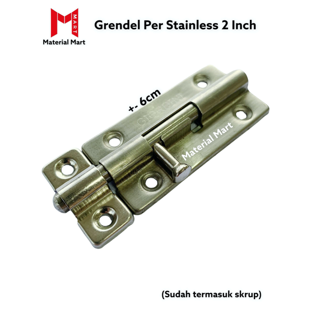 Grendel Per Pintu Slot 2 Inch | Pengunci Pintu Slot Per 2&quot; Stainless | Material Mart