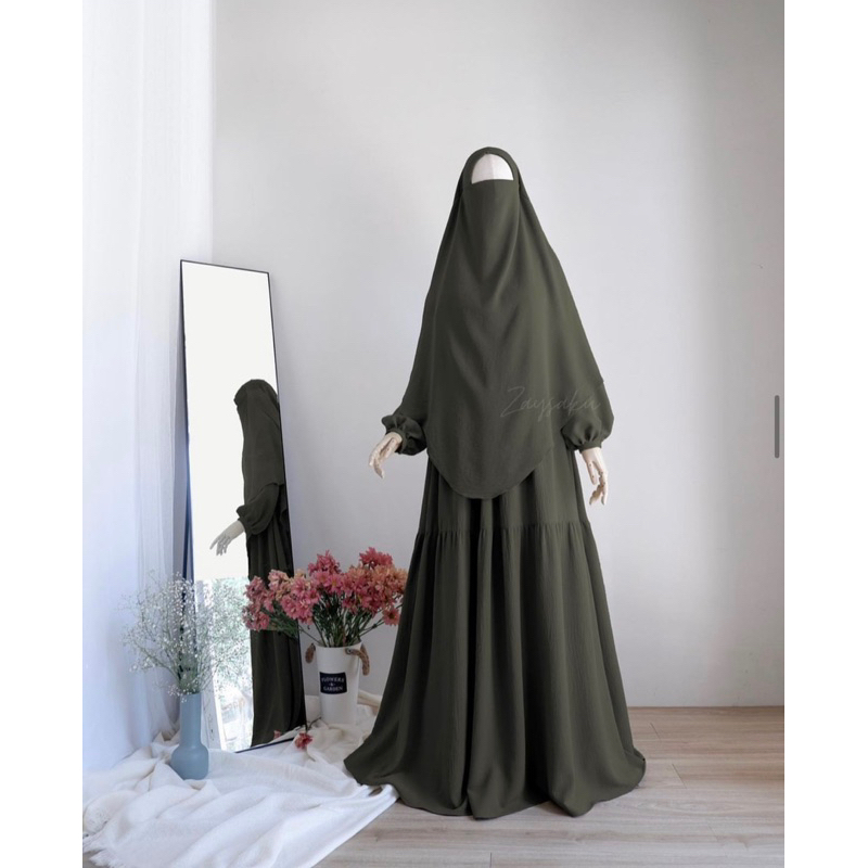 LUNA DRESS XL + FK SIZE MEDIUM WARNA EUCALYPTUS BY ZAYSAKU