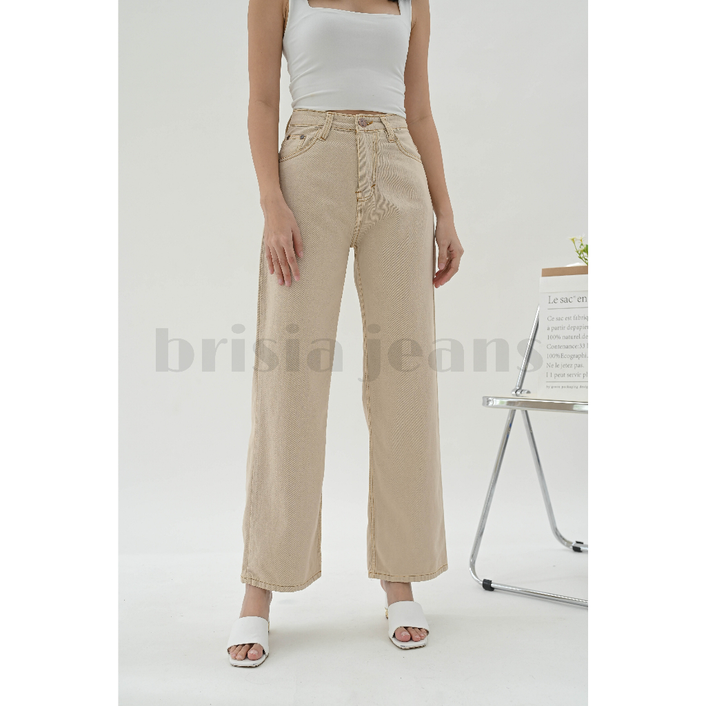 [SIZE 27-34] JIYEON Boyfriend Cullote Jeans (Highwaist) - Cream / Loose Jeans