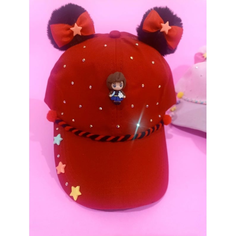 topi fashion anak pompom