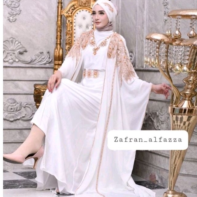 Kaftan wanita terbaru Safa free manset gamis / ikat pinggang dan turban kepala