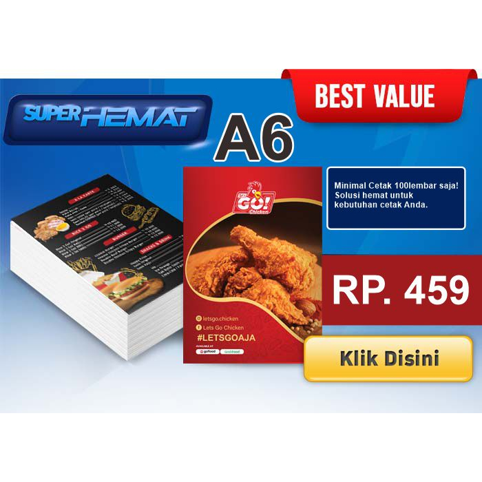 

Cetak Brosur A6 / Cetak Flyer / Leaflet Art Paper 150 Gram (min. Pemesanan 100 lembar)