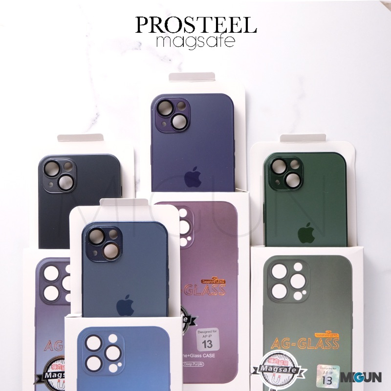 PROSTEEL WITH MAGSAFE CASE - AG GLASS CASE for iPhone 11 12 13 14 PRO PROMAX PLUS
