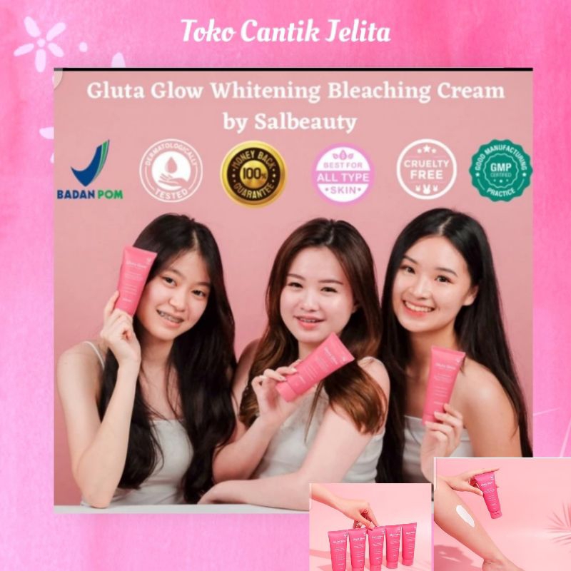 Salbeauty Gluta Glow Whitening Body Bleaching Cream Lotion Pencerah Kulit Belang BPOM