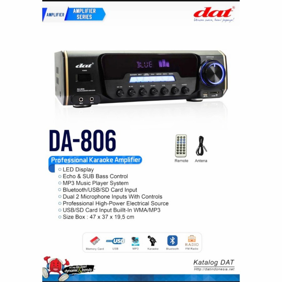 Power Amplifier Karaoke DAT DA806 Bluetooth Usb Original DAT DA 806
