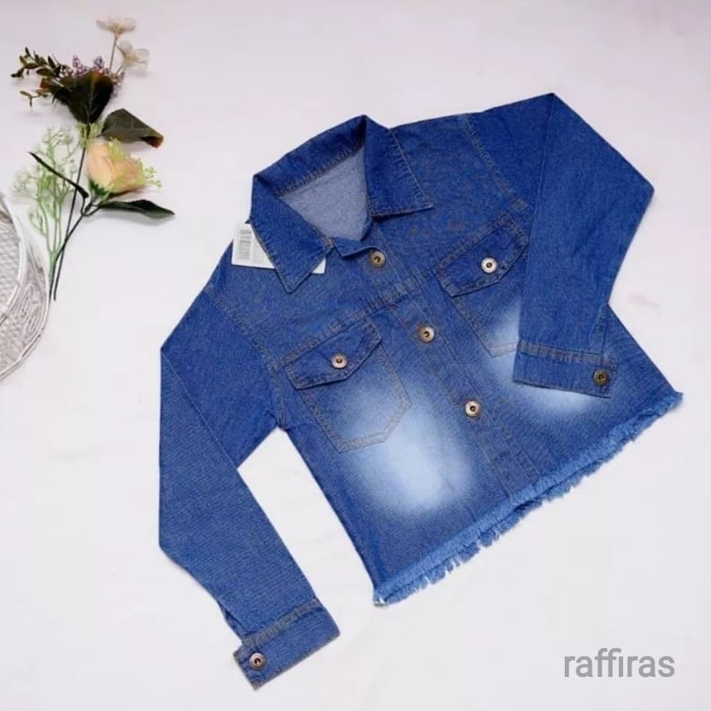 Jaket crop rawis anak / jaket jeans anak perempuan