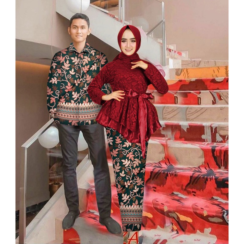 Set Baju Couple Kebaya Batik Safitri Pria Wanita Populer