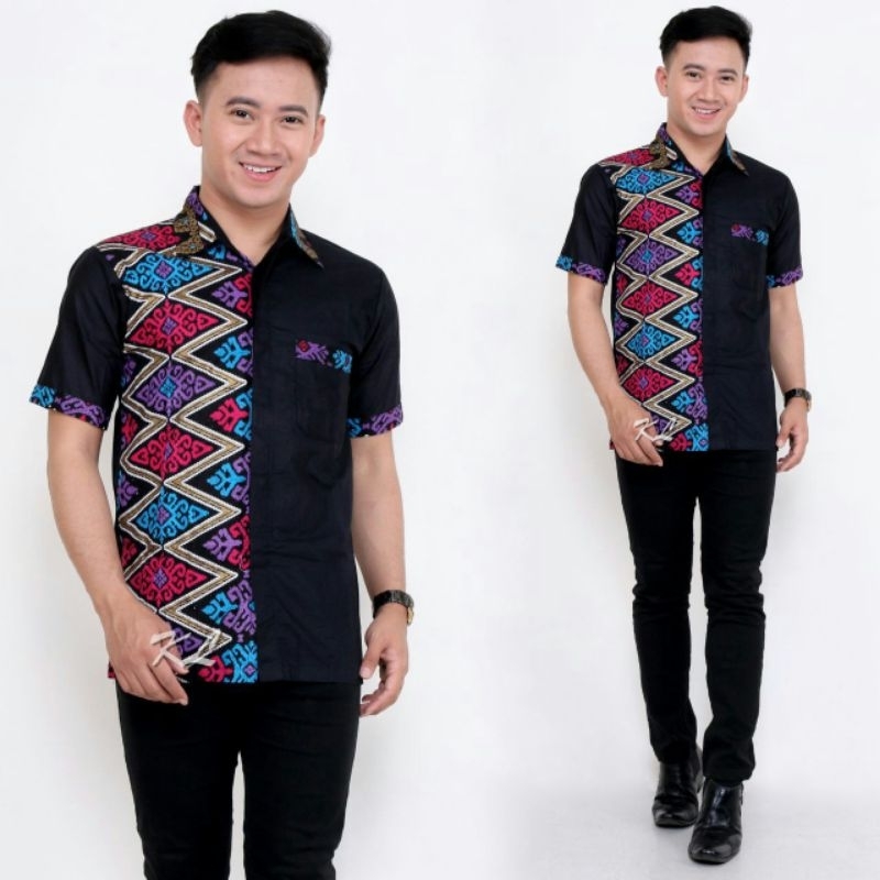 Kemeja Hem Batik Pria Harga Grosir Merah Mix  Emas