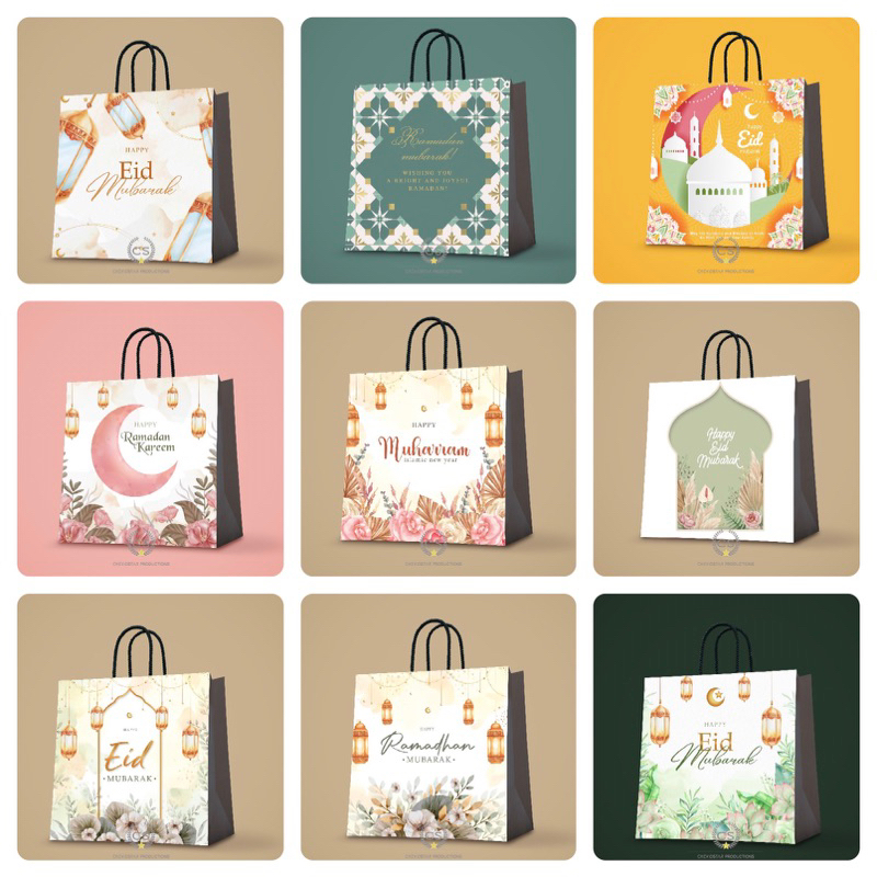 

Paper Bag Idul Fitri Lebaran Eid Mubarak Goodie Bag Hampers Tas Kado Tas Kertas Flower Box