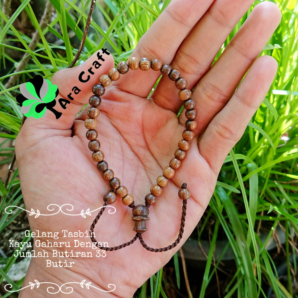 Gelang kayu gaharu asli 5mm gelang tasbih pria gelang tasbih 33 butir gelang tasbih kayu gaharu 33