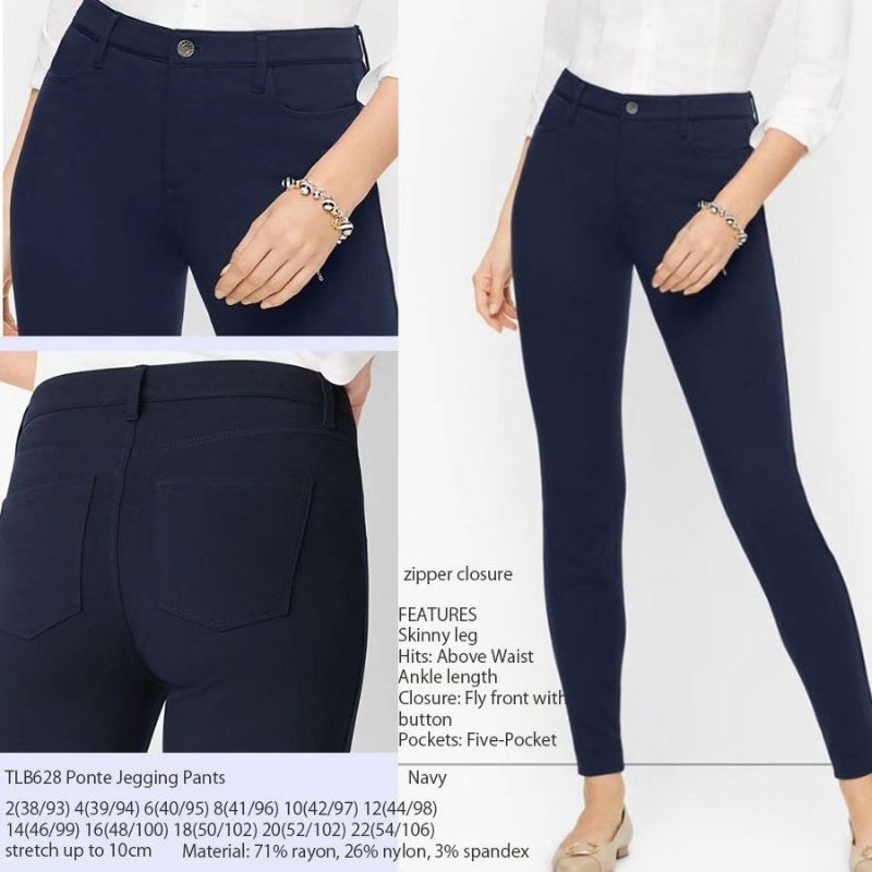 TLB628 ponte jegging pants (zip+button)