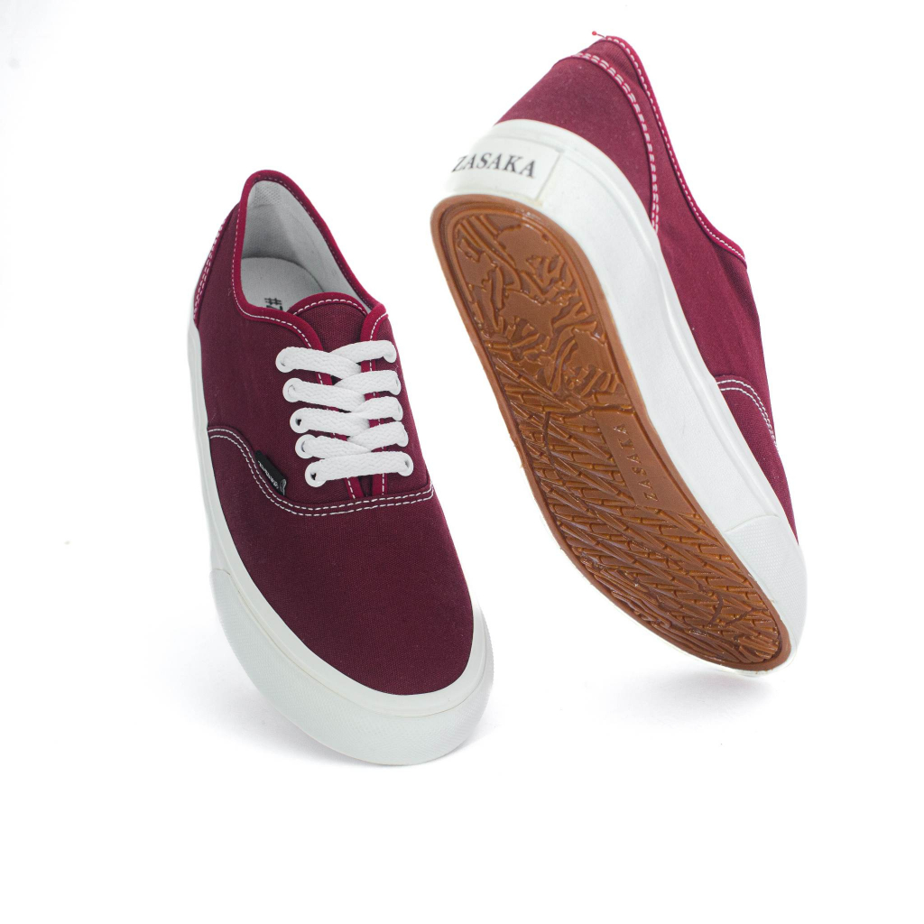 Zasaka - Sepatu Autentic Maroon Sneakers Casual Pria Wanita