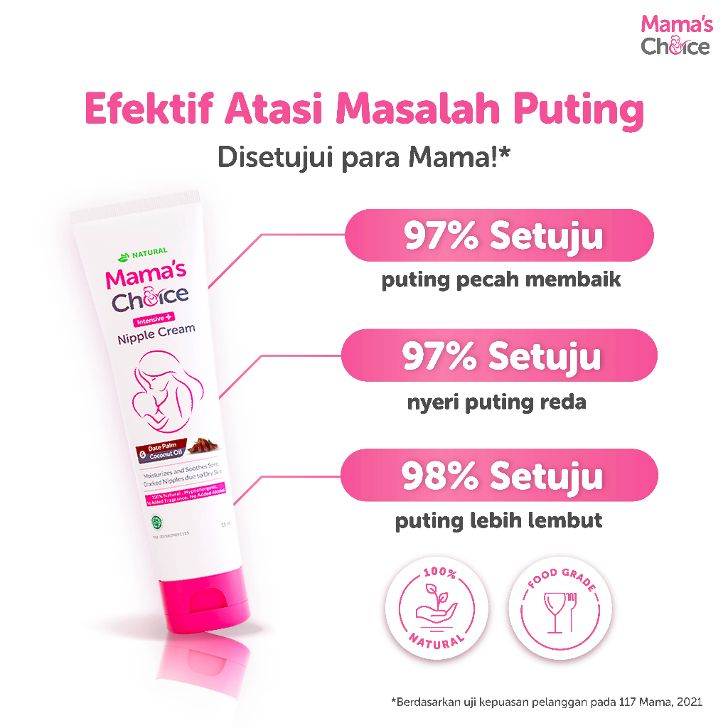 Obat Krim Puting Lecet - Intensive Nipple Cream Mama's Choice  (Krim Puting Lecet Halal & Food Grade - Aman untuk Bayi - Terdaftar BPOM) Image 3