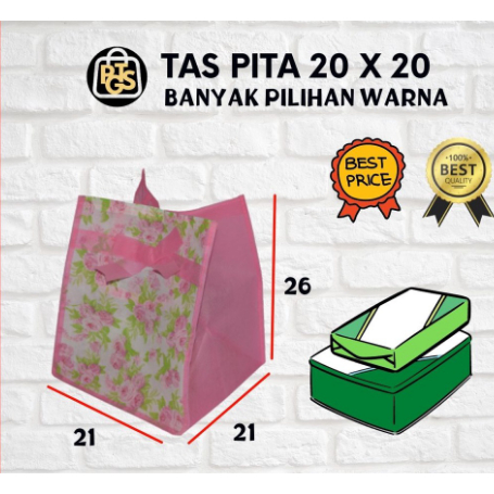 Isi 12 pcs tas pita murah ukuran 20x20 / tas hajatan spunbond / tas kain hajatan