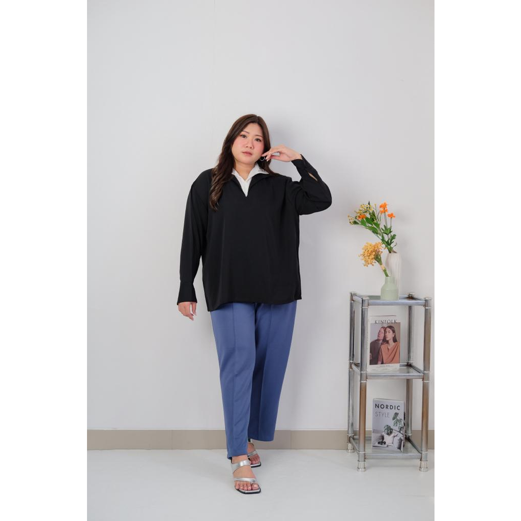 Bigwell Mia Kerah Blouse Atasan Wanita Bigsize Plussize Jumbo