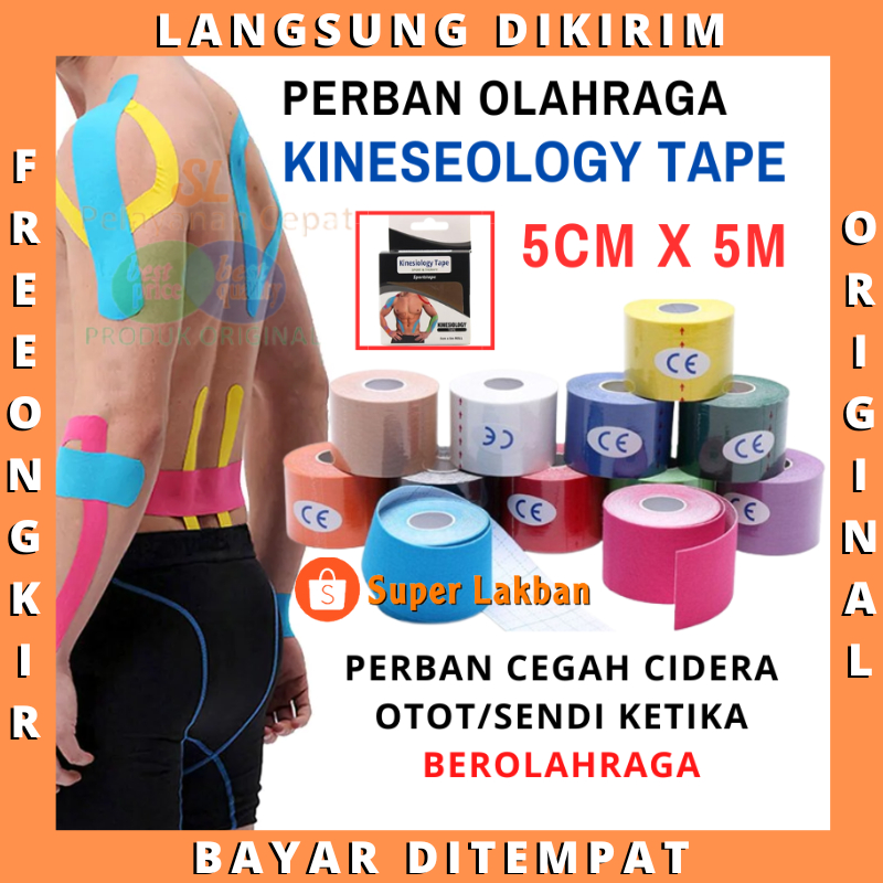 Lakban Kineseo Tape Pakai BOX Perban Kinesio Cegah Cidera Otot &amp; Sendi Saat Olahraga