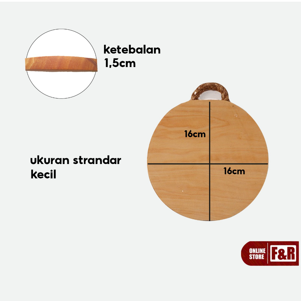 Talenan Bulat Dengan Tali Tambang Talenan Gantung Kayu Pinus Premium Food Grade Hiasan Dinding Perlengkapan Rumah