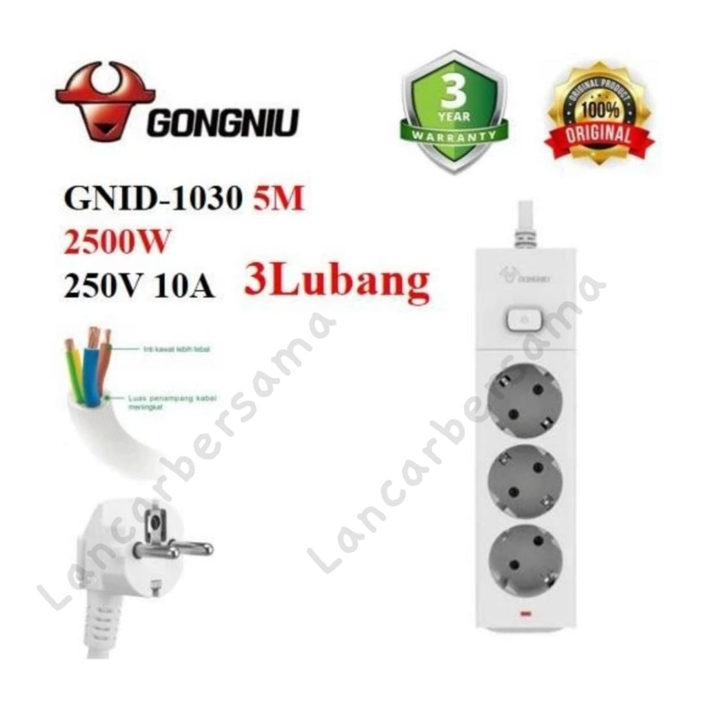 STOPKONTAK SINGLE SWITCH 3-4-5LUBANG GONGNIU KUALITAS TERBAIK! GARANSI 3 TAHUN SNI