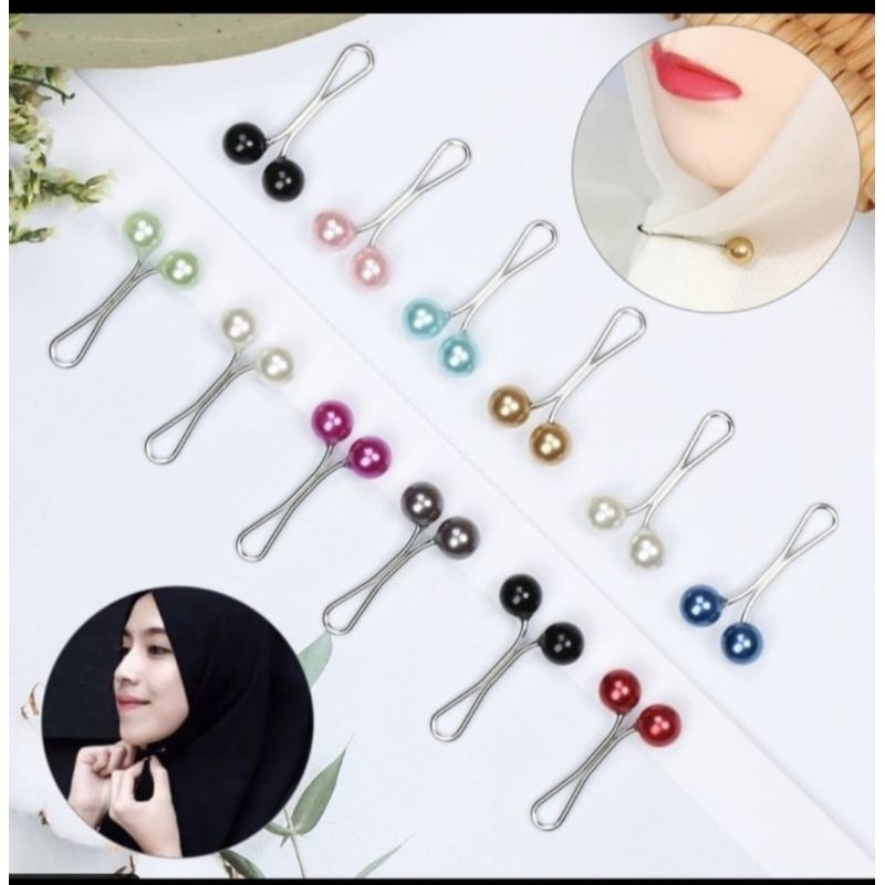 12pcs Bros klip turki mutiara//jepit kerudung//jepit hijab dagu//grosir//Jatinegara
