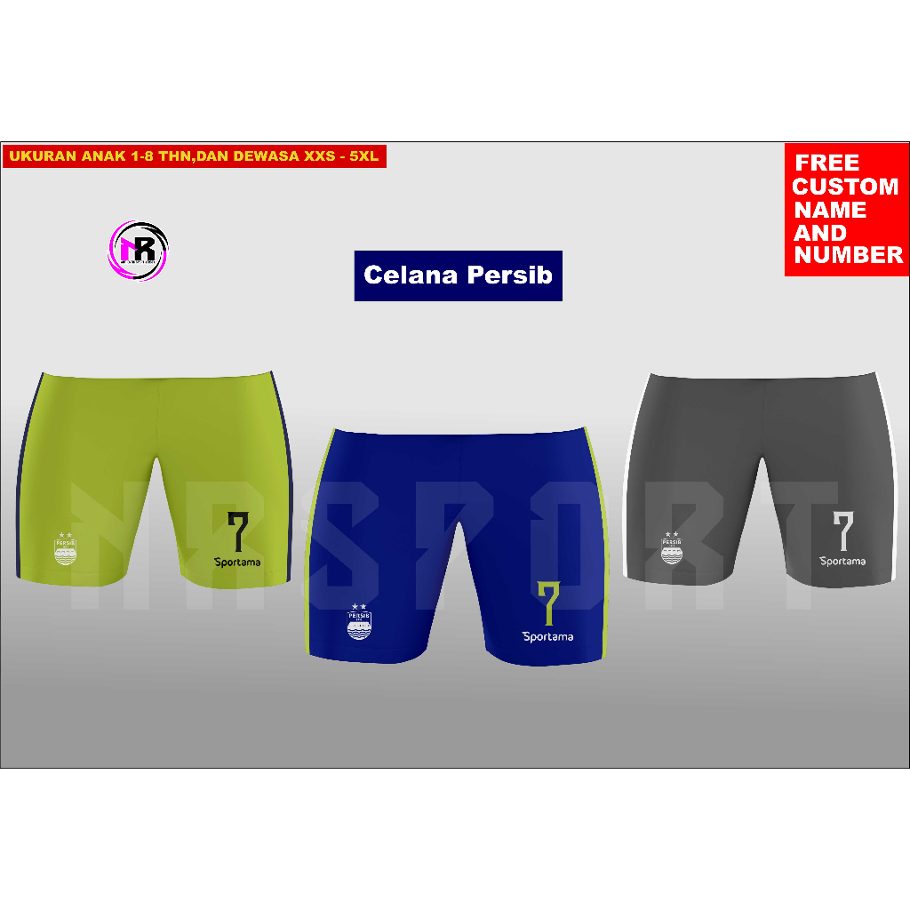 CELANA PRINTING PERSIB PREMIUM TERBARU 2023/CELANA HOME BIRU/BAWAHAN PERSIB AWAY PUTIH/CELANA HIJAU 