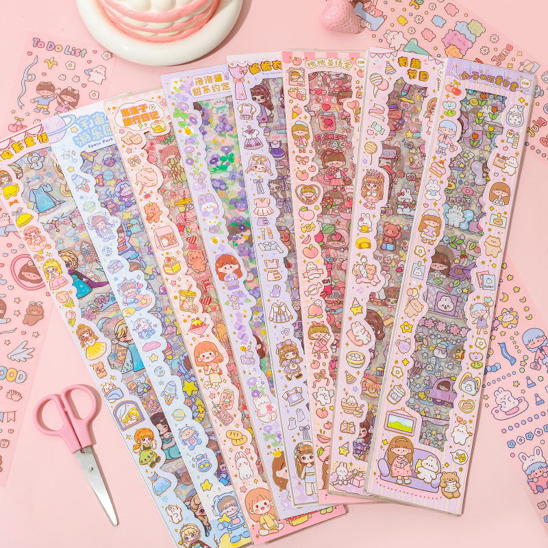 

HS- STIKER PANJANG ISI 20 LEMBAR MOMO TRANSPARANT PVC KARTUN SERIES CUTTING STICKER DECORATIVE UNTUK DEKORASI JOURNAL HIAS SCRAPBOOK BUKU DIARY HP JOURNALING